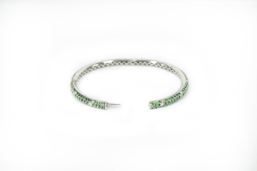 Green Garnet | Tsavorite and Diamond Stack Bracelet