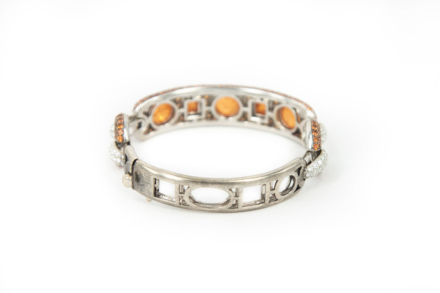 Arpege White Gold, Cabochon Orange Garnet, Orange Sapphire, and Diamond Bracelet