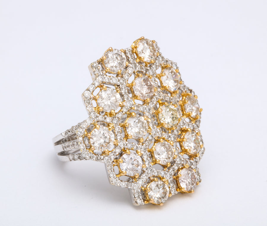 White Gold and Diamond Honeycomb Cocktail Ring