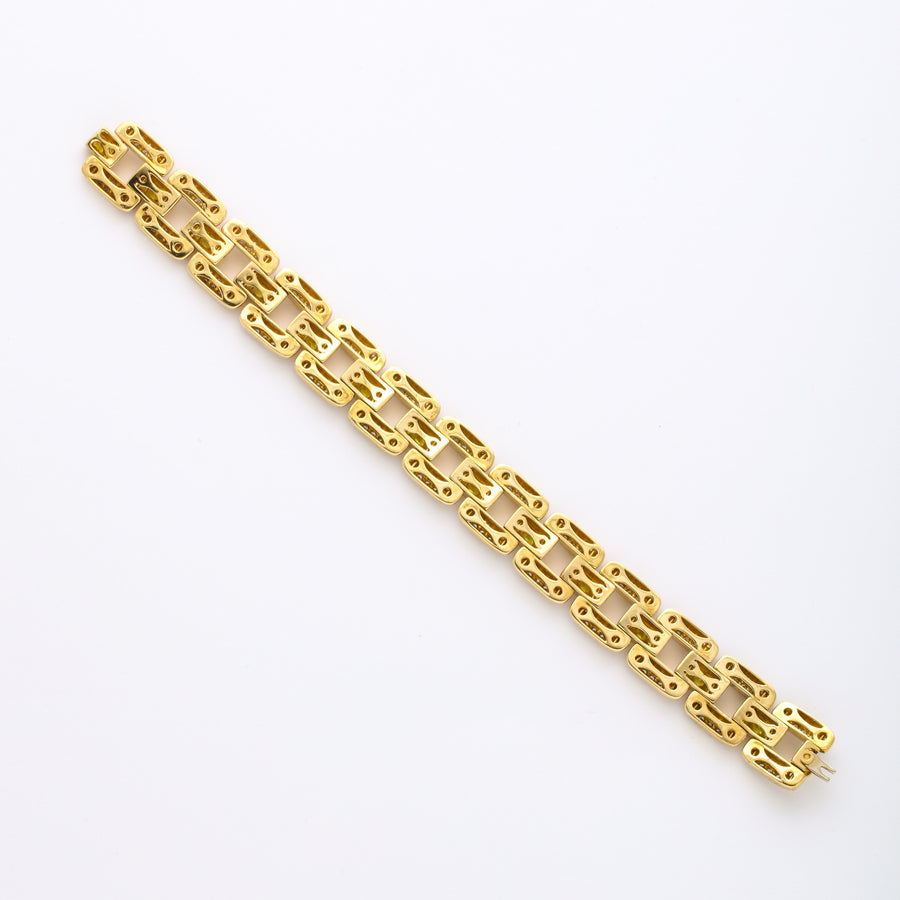 Gold and Diamond Fancy Link and Yellow Sapphire Bracelet