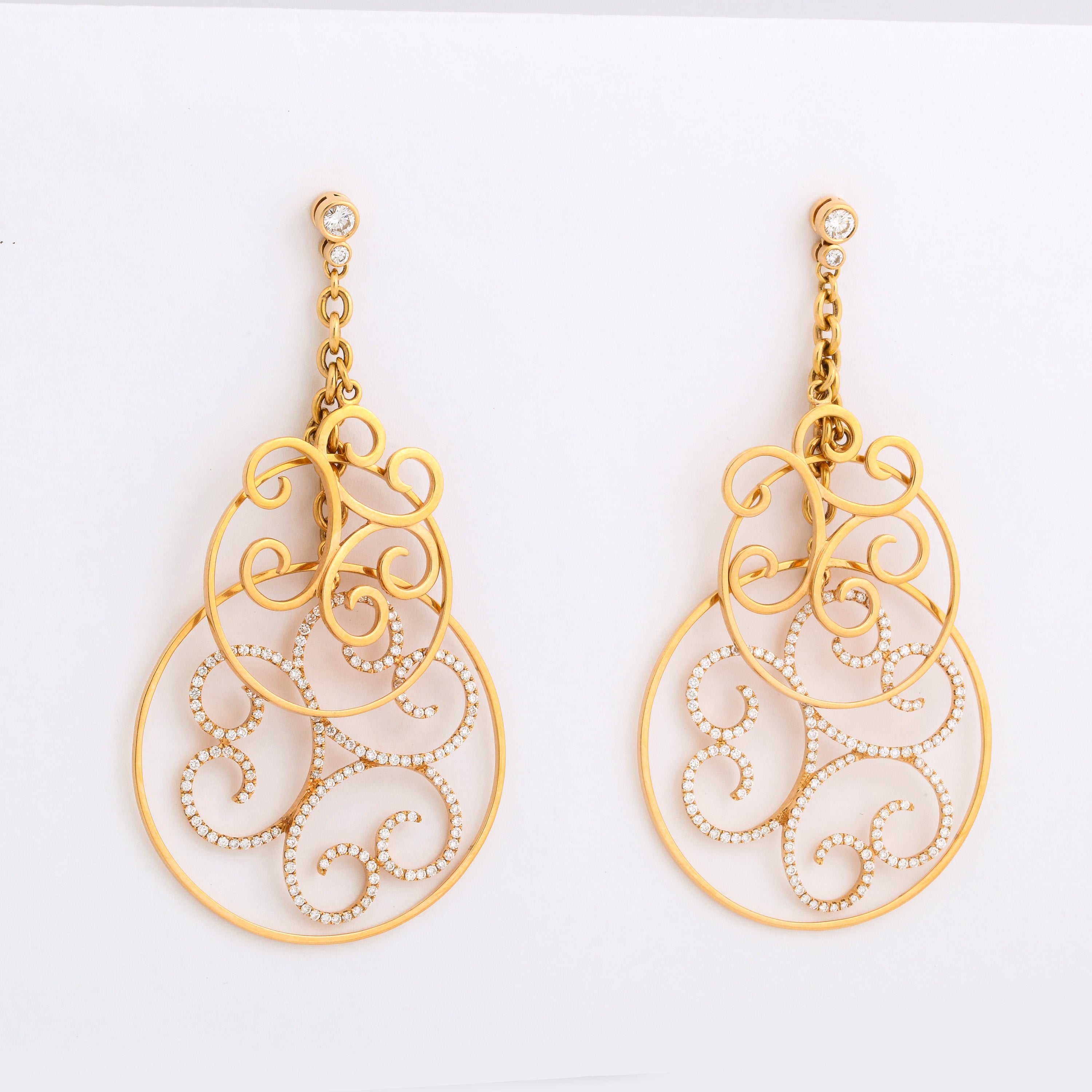 Diamond Curls and Rose Gold Ear Pendants