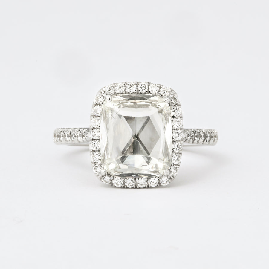 Cushion Shape Rose-Cut Diamond Solitaire Ring
