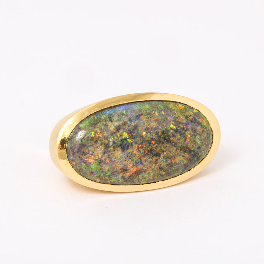 Gold Boulder Opal Contoured Ring