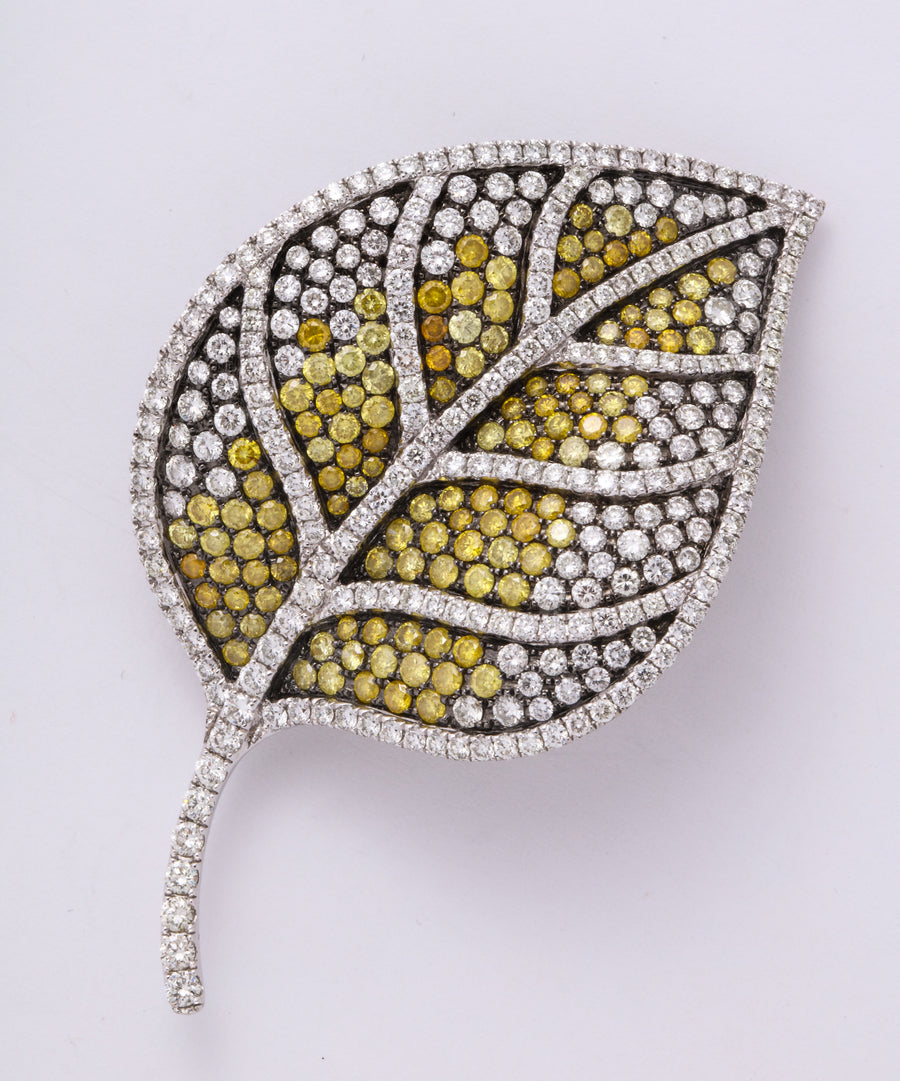 Diamond Leaf Brooch