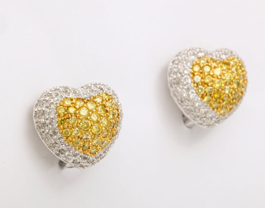 Yellow Diamond Heart Shaped Post Earrings