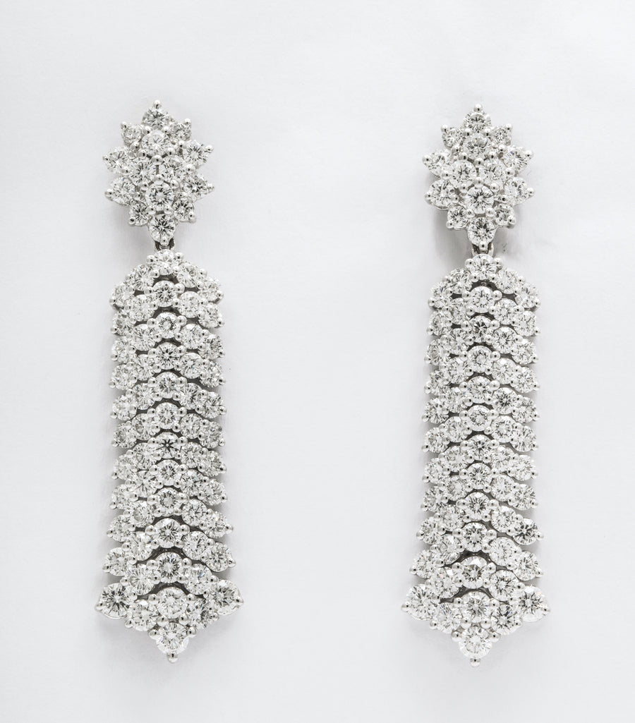 White Gold and Diamond Tassel Earrings