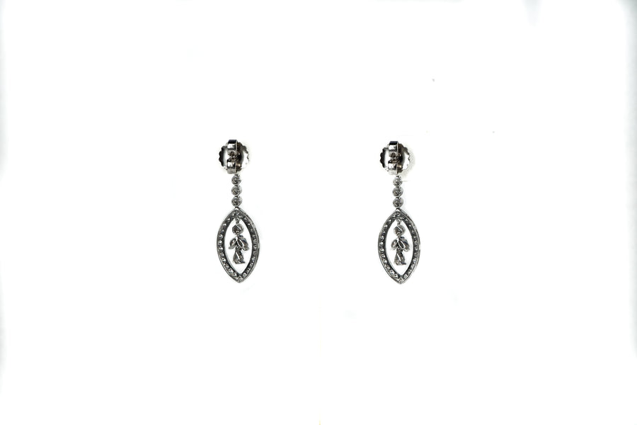 Marquise and Pear Shaped Diamond Dangle Earrings