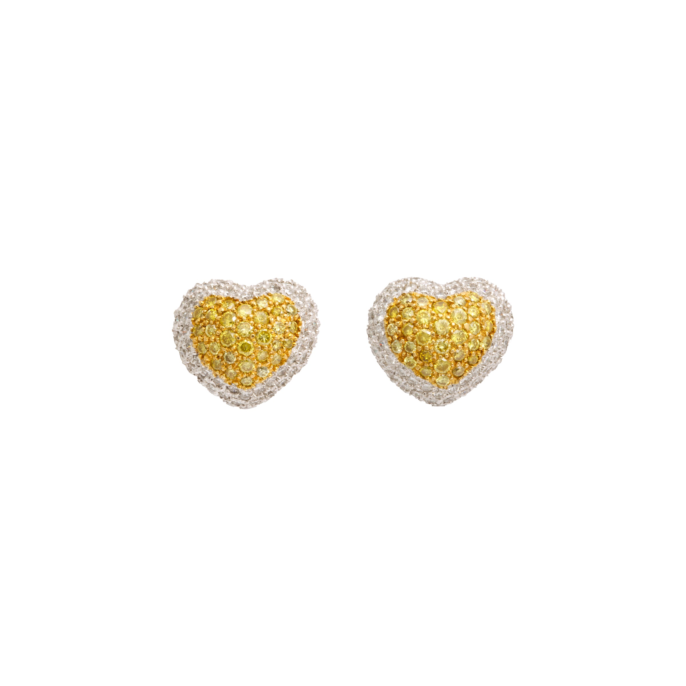 Yellow Diamond Heart Shaped Post Earrings