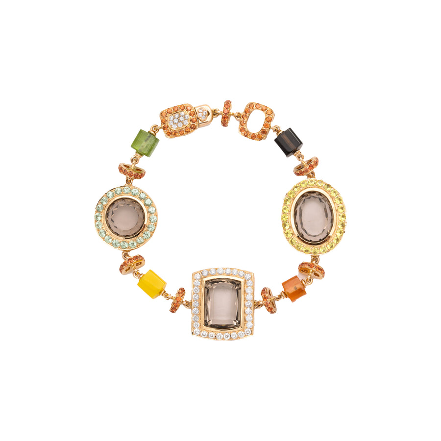 Arpege Smokey Topaz, Diamond, Multicolor Stone Boho Glam Bracelet