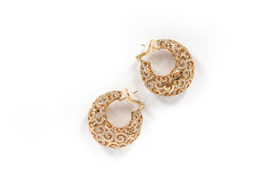 Arabesque Diamond Hoop Earrings