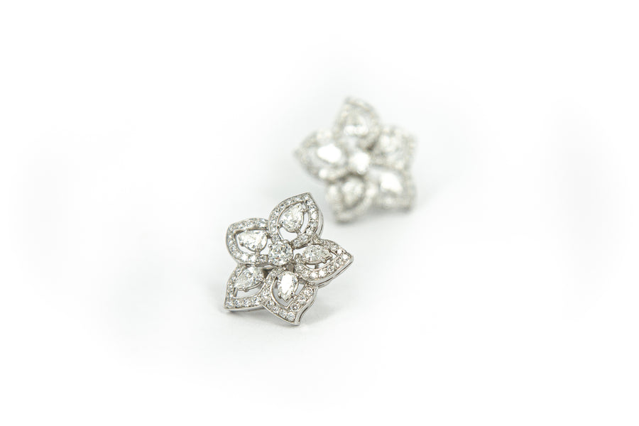 Floral Petal Diamond Earrings
