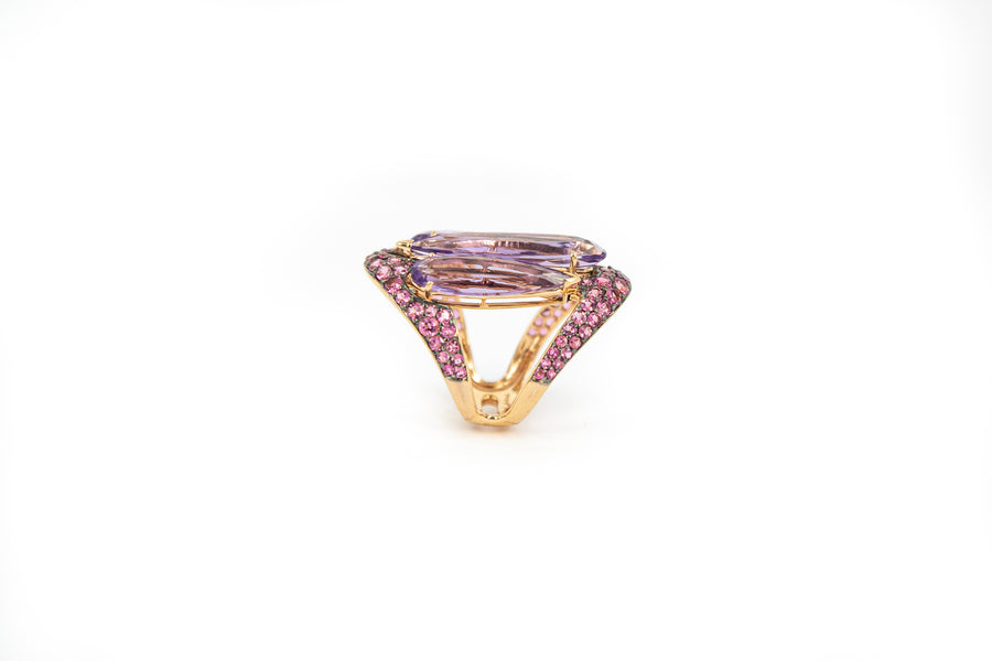 Purple Tri Stone Shield Ring