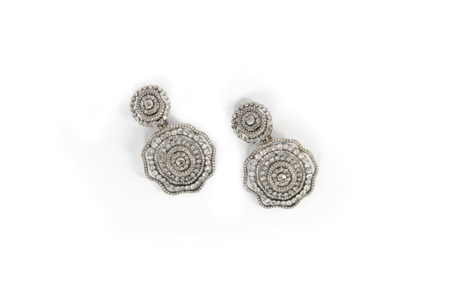 Circular Diamond Drop Earrings