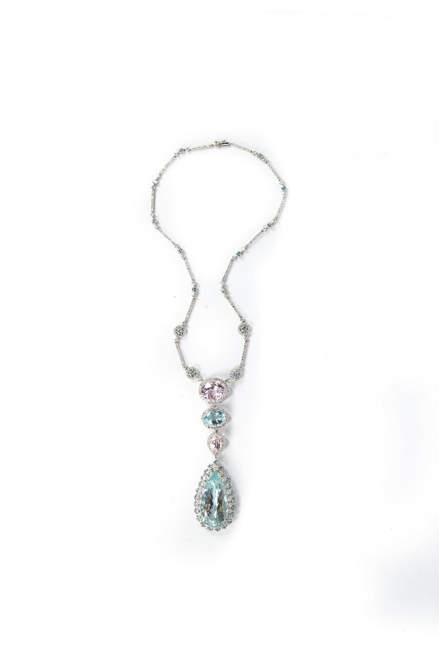 Aquamarine, Kunzite and Diamond Pendant Necklace