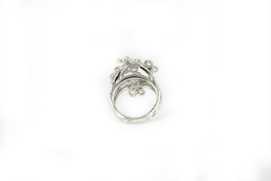 White Gold Floral Ring