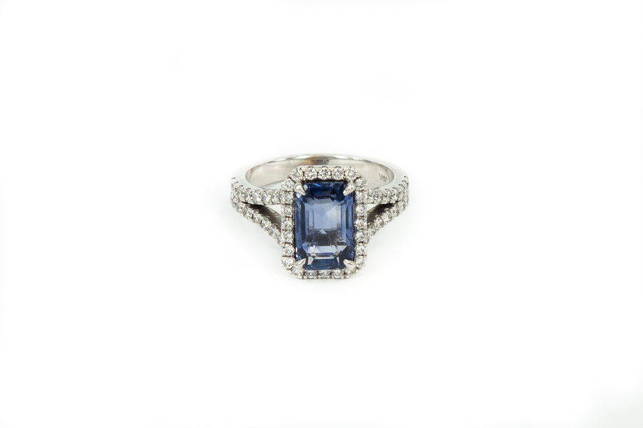 Ocean Blue Sapphire and Diamond Ring