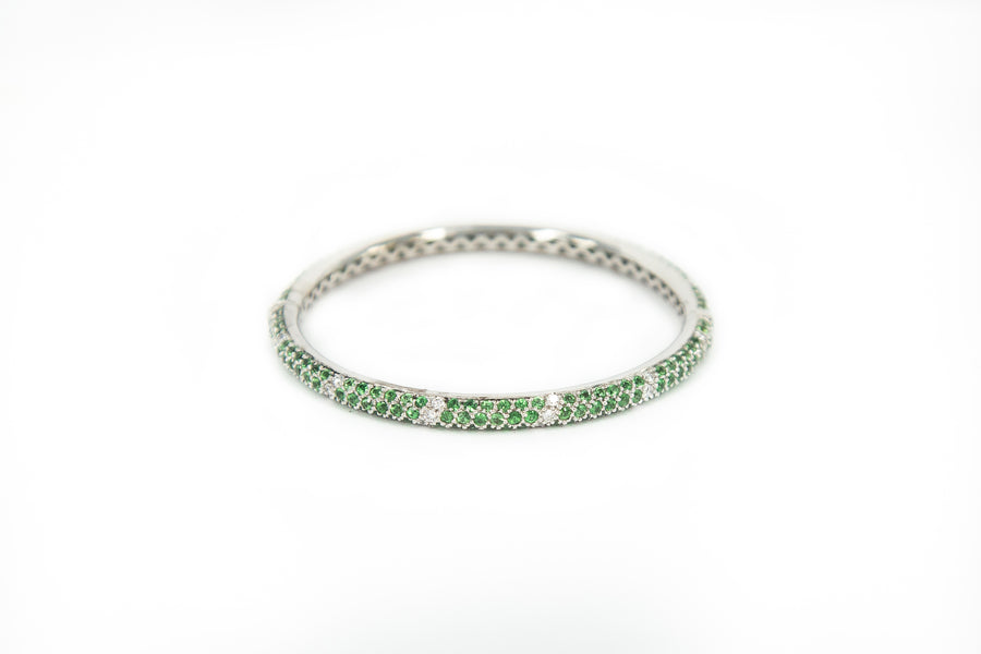 Green Garnet | Tsavorite and Diamond Stack Bracelet
