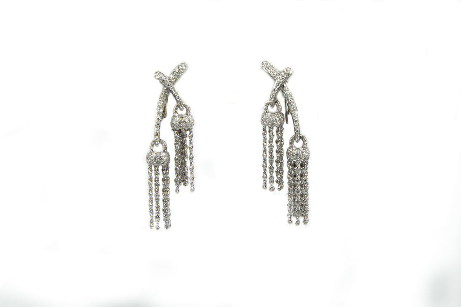 Lock Dangle Diamond Earrings