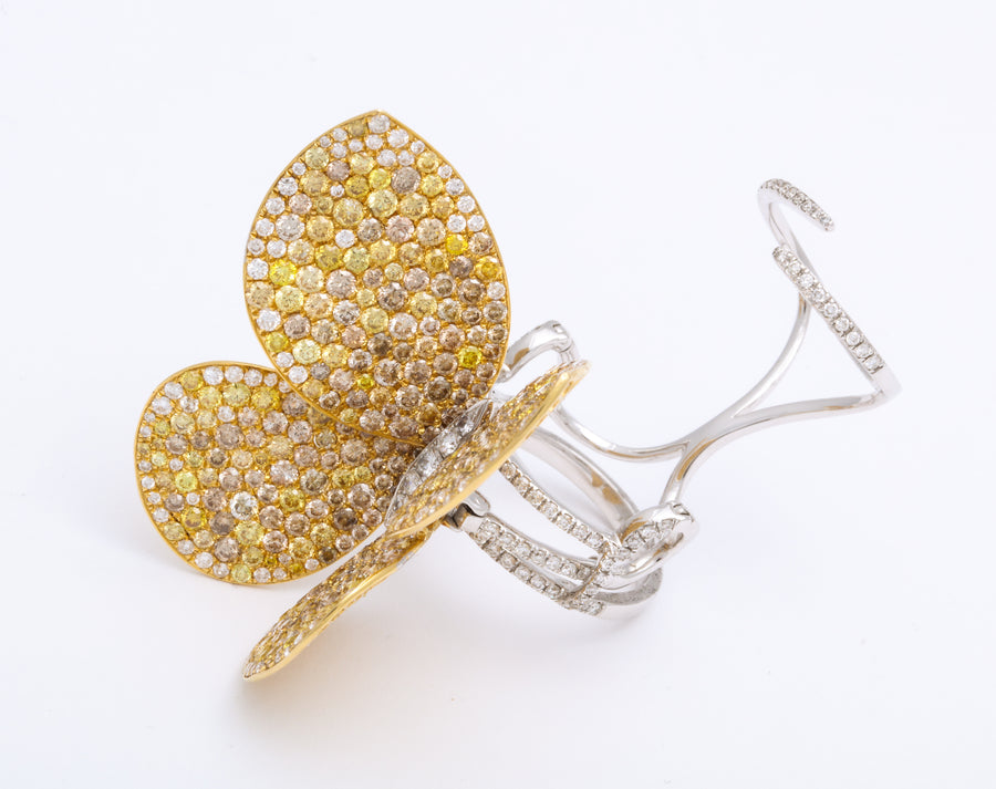 Articulating Butterfly and Fancy Color Diamond Cocktail Ring
