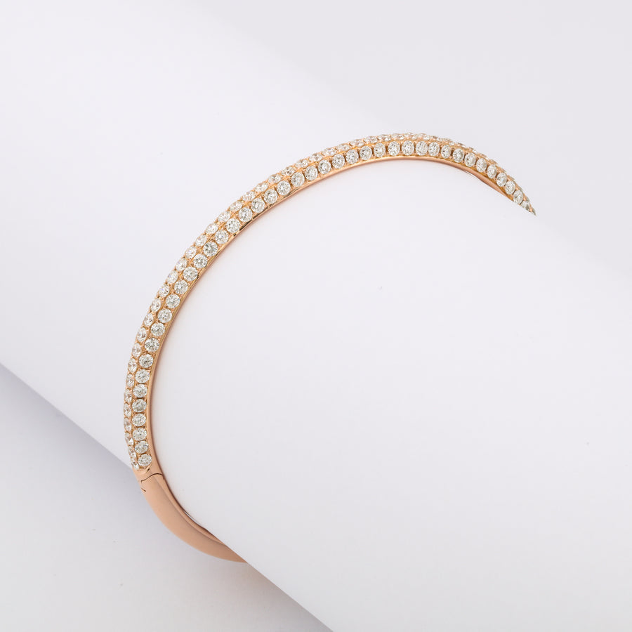 Diamond and Rose Gold Oval Bangle Bracelet
