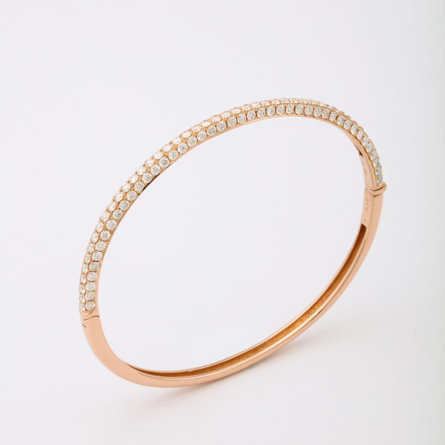 Diamond and Rose Gold Oval Bangle Bracelet