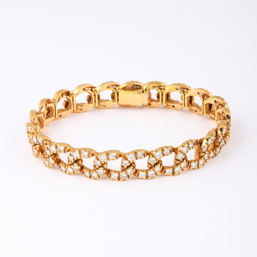 Diamond and Rose Color Gold Curb Link Bracelet