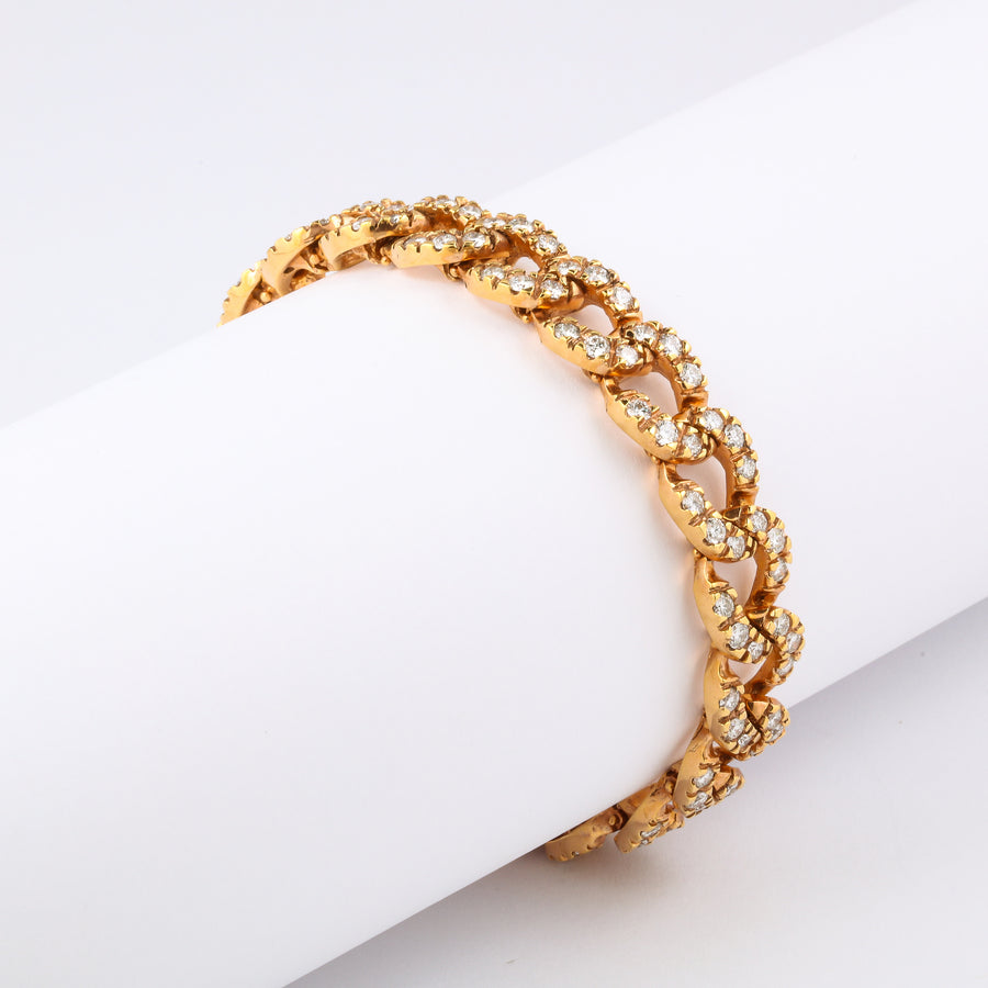 Diamond and Rose Color Gold Curb Link Bracelet