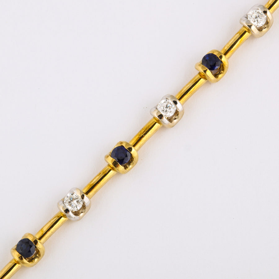 Sapphire, Diamond, and Gold Filament Stack Bracelet