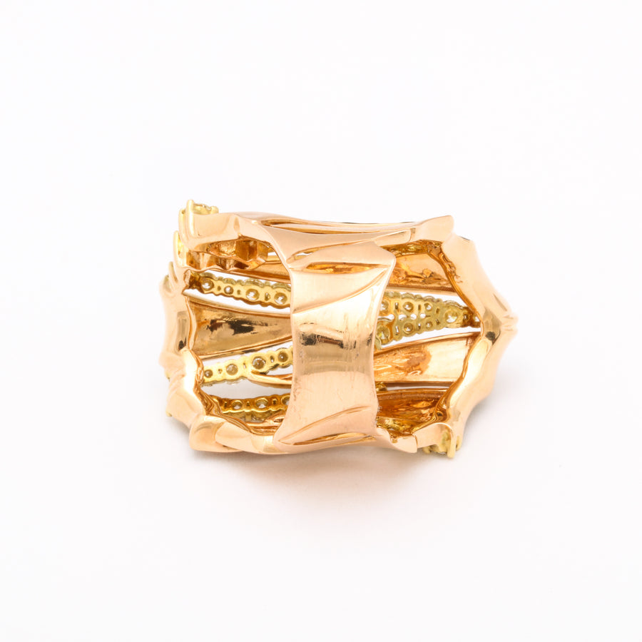 Hammered Rose Gold + Natural Color Diamond Cigar Band