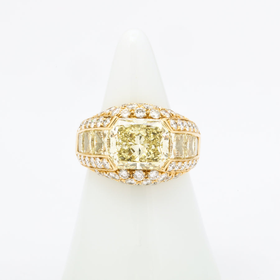 Natural Color Radiant Cut Diamond Cocktail Ring