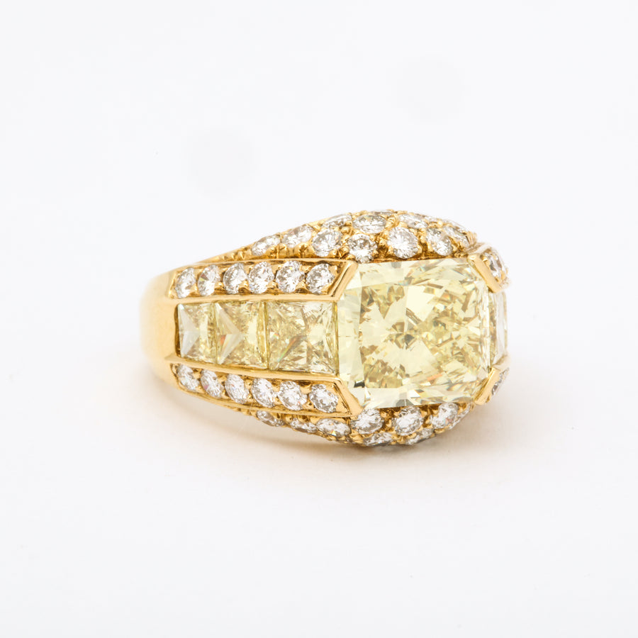 Natural Color Radiant Cut Diamond Cocktail Ring