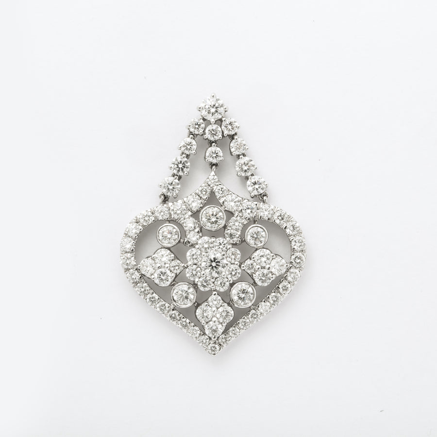 Stylized Fantasy White Gold + Diamond Heart Shaped Earrings