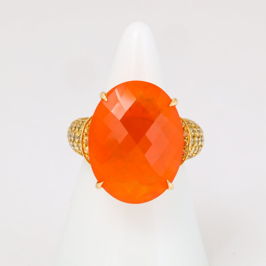 Mexican Fire Opal + Intense Yellow Diamond Cocktail Ring