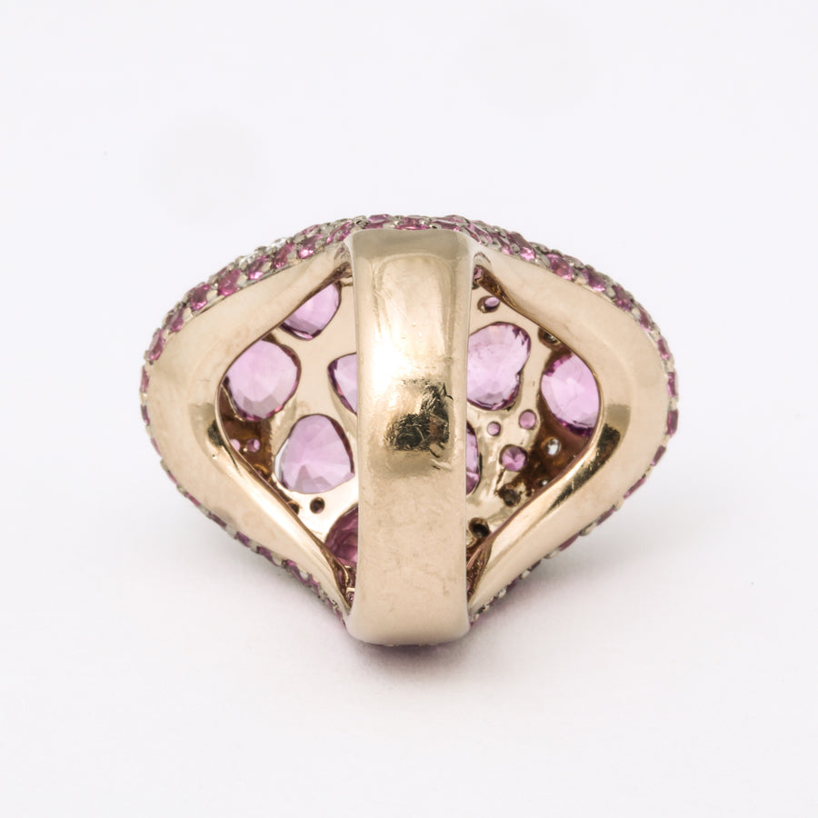 Pink Heart Sapphire + Diamond Saddle Ring
