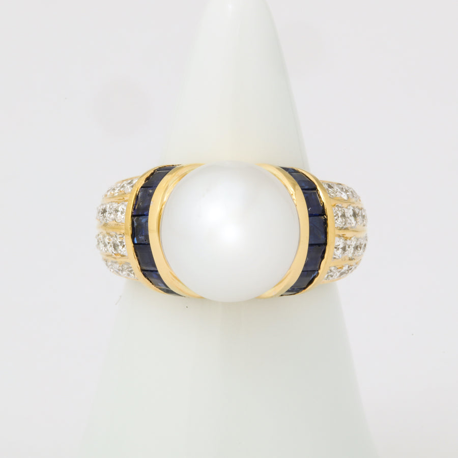 South Sea Pearl Sapphire + Diamond Cocktail Ring