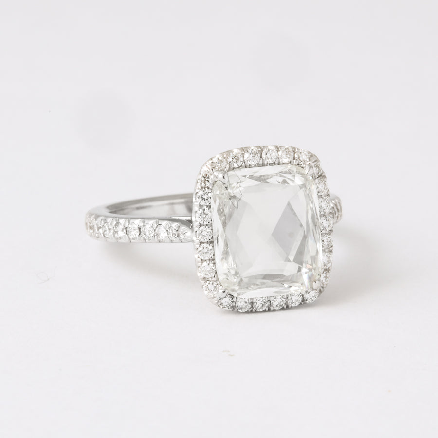 Cushion Shape Rose-Cut Diamond Solitaire Ring