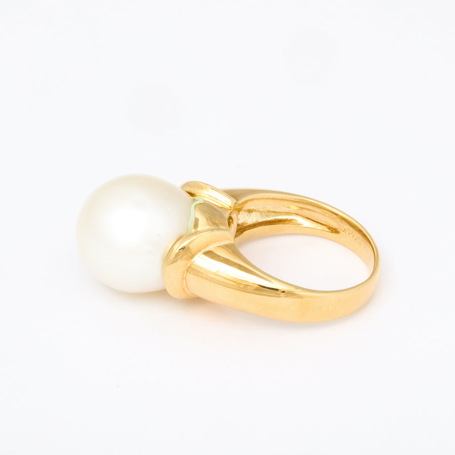 Silver Moon Bulb South Sea Pearl Solitaire Ring