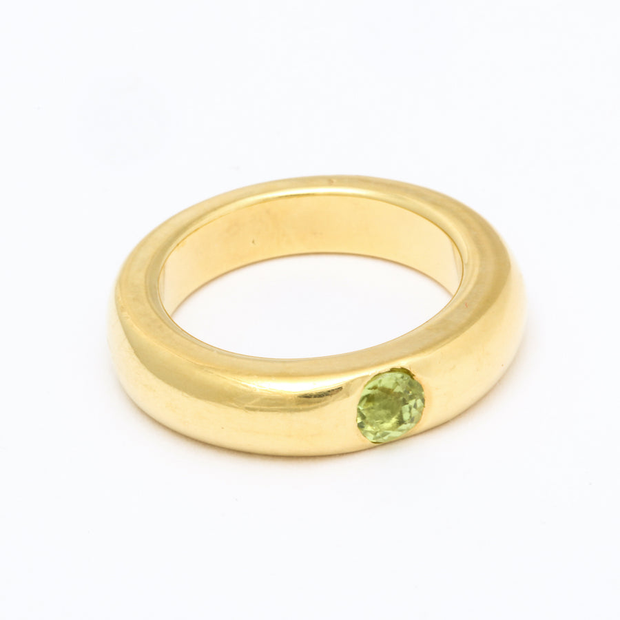 Peridot + 18K Yellow Gold Gypsy Ring
