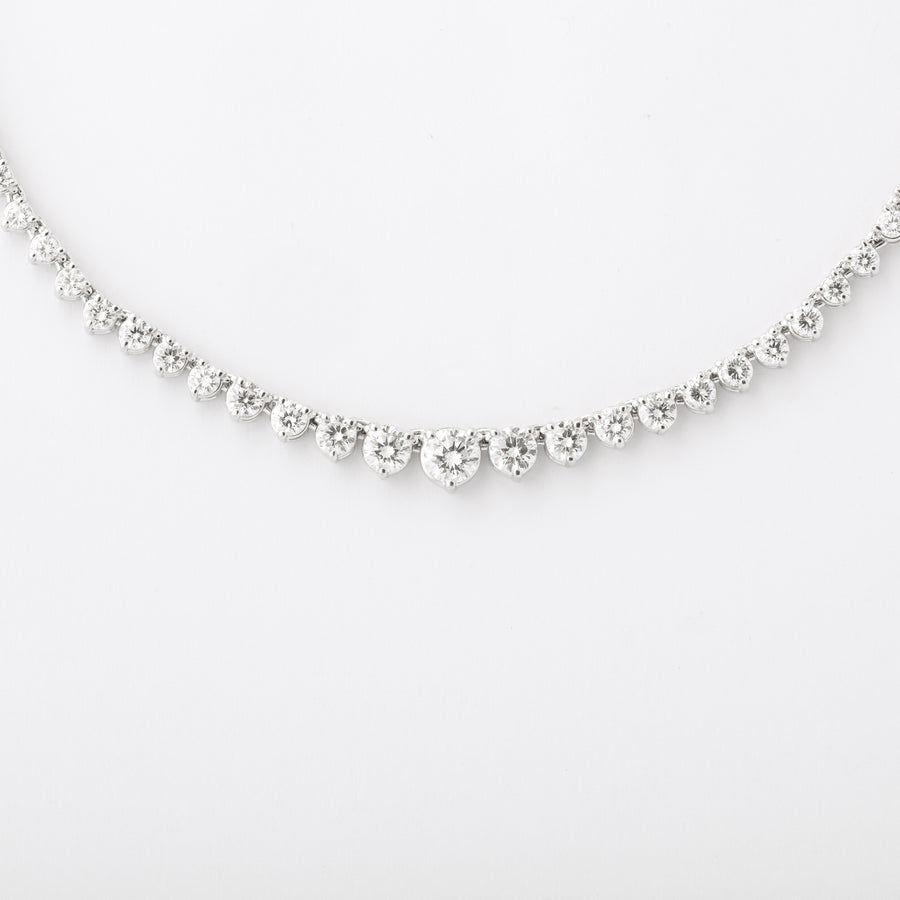 Tri-Prong White Gold Diamond Necklace