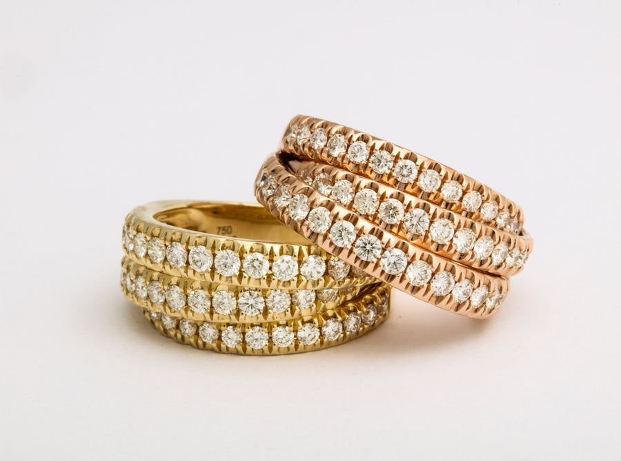 Rose Gold and Yellow Gold Twin Stack Diamond Rings
