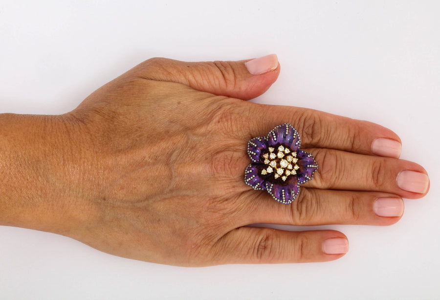 Titanium Flower Petal Ring