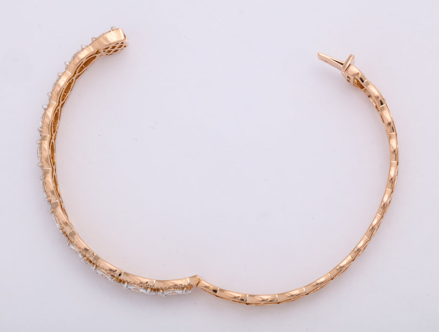 Fantasy-set Rose and Yellow Gold Stack Bracelet with Hinged Closure