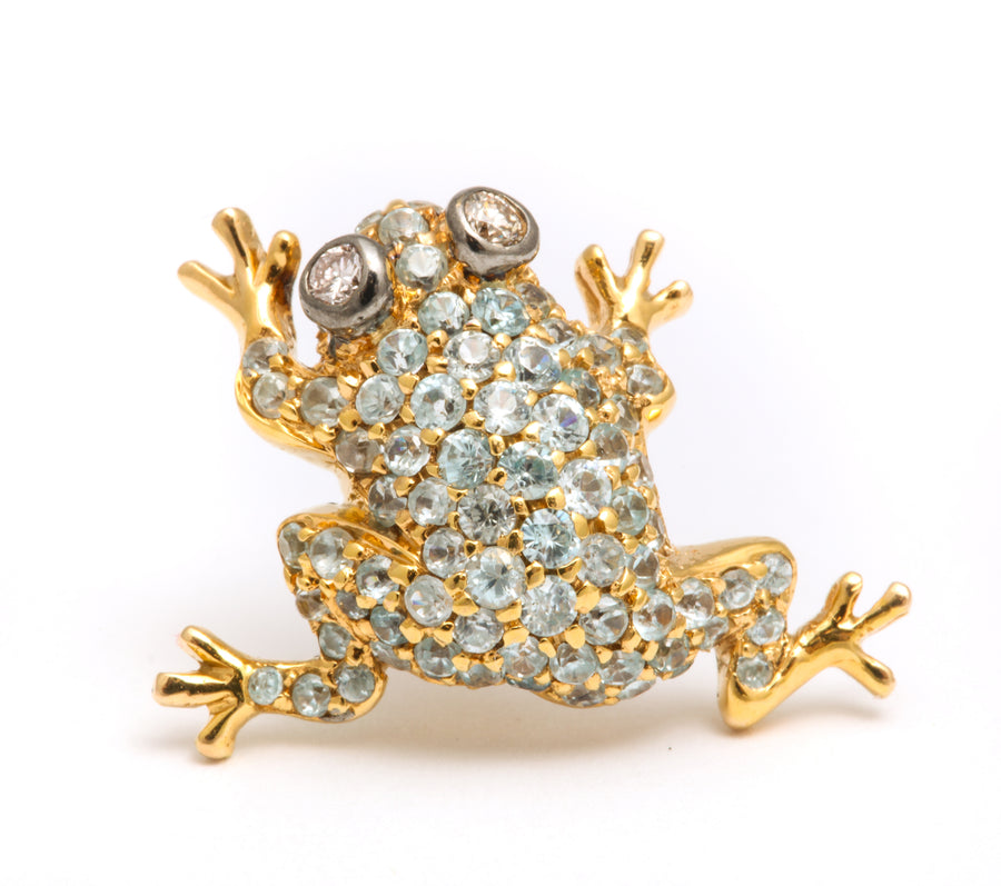 Blue Zircon Rose Gold Frog Earrings