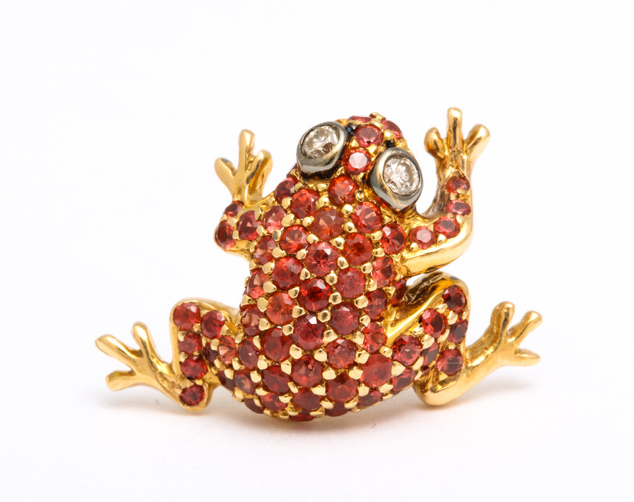 Red Sapphire Rose Gold Frog Earrings