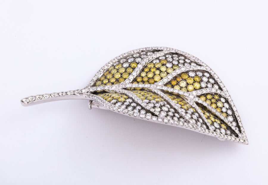 Diamond Leaf Brooch