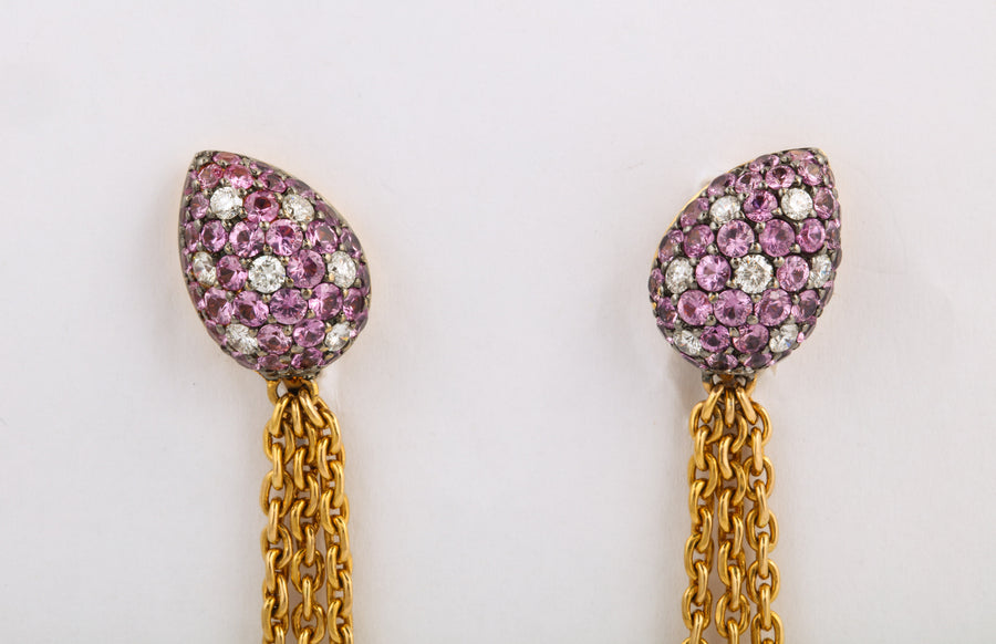 Rose Gold and Kunzite Dangle Earrings
