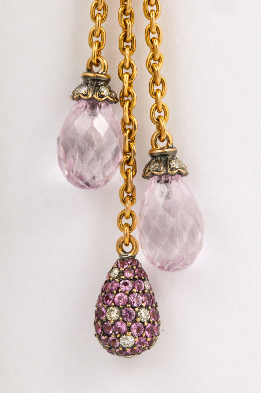 Rose Gold and Kunzite Dangle Earrings
