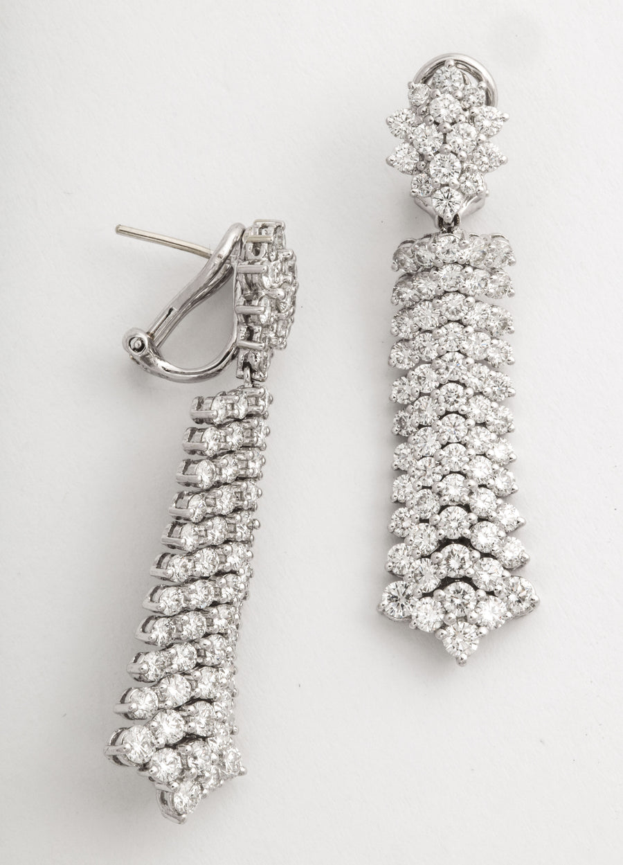 White Gold and Diamond Tassel Earrings