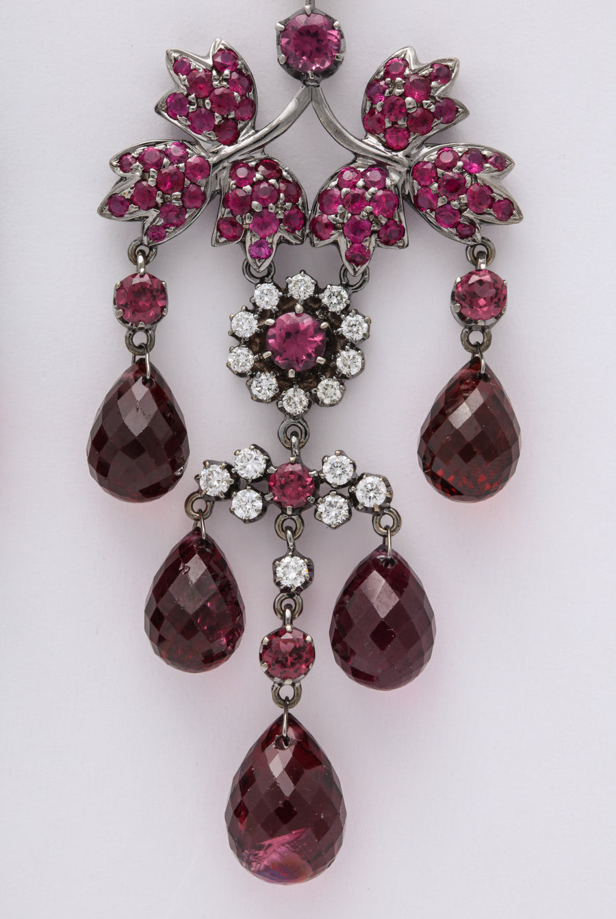 Pink Tourmaline Diamond Chandelier Earrings