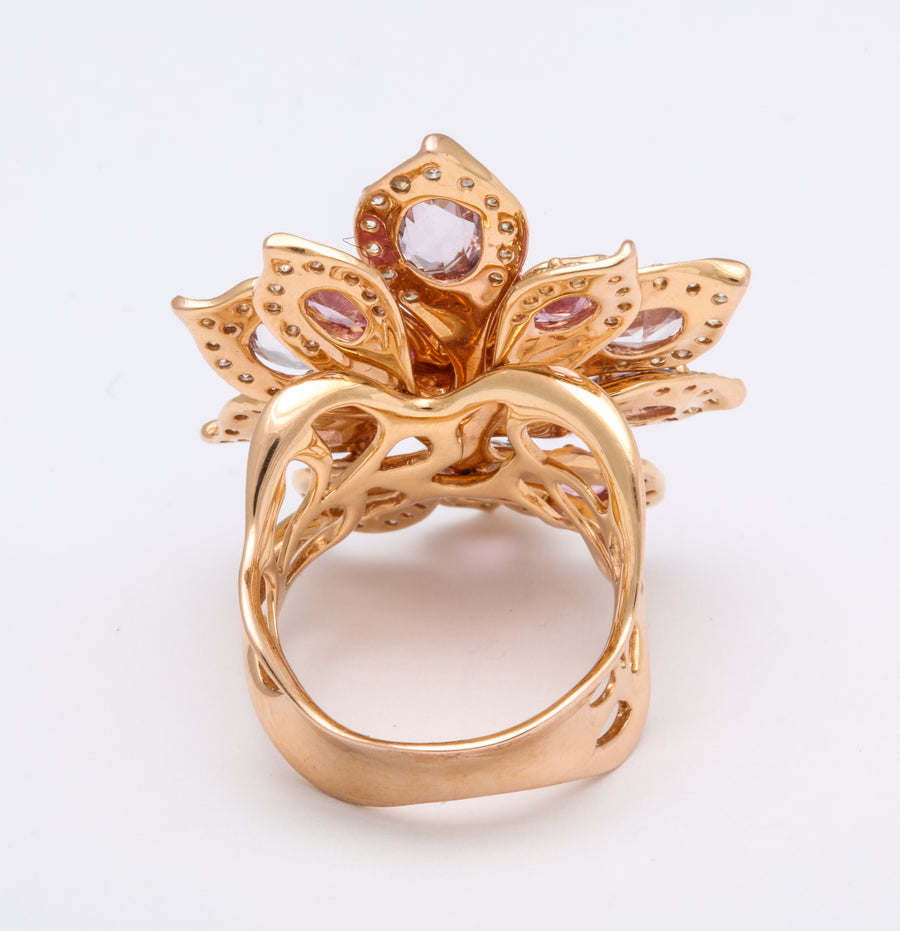 Budding Flower Petal Sapphire Ring